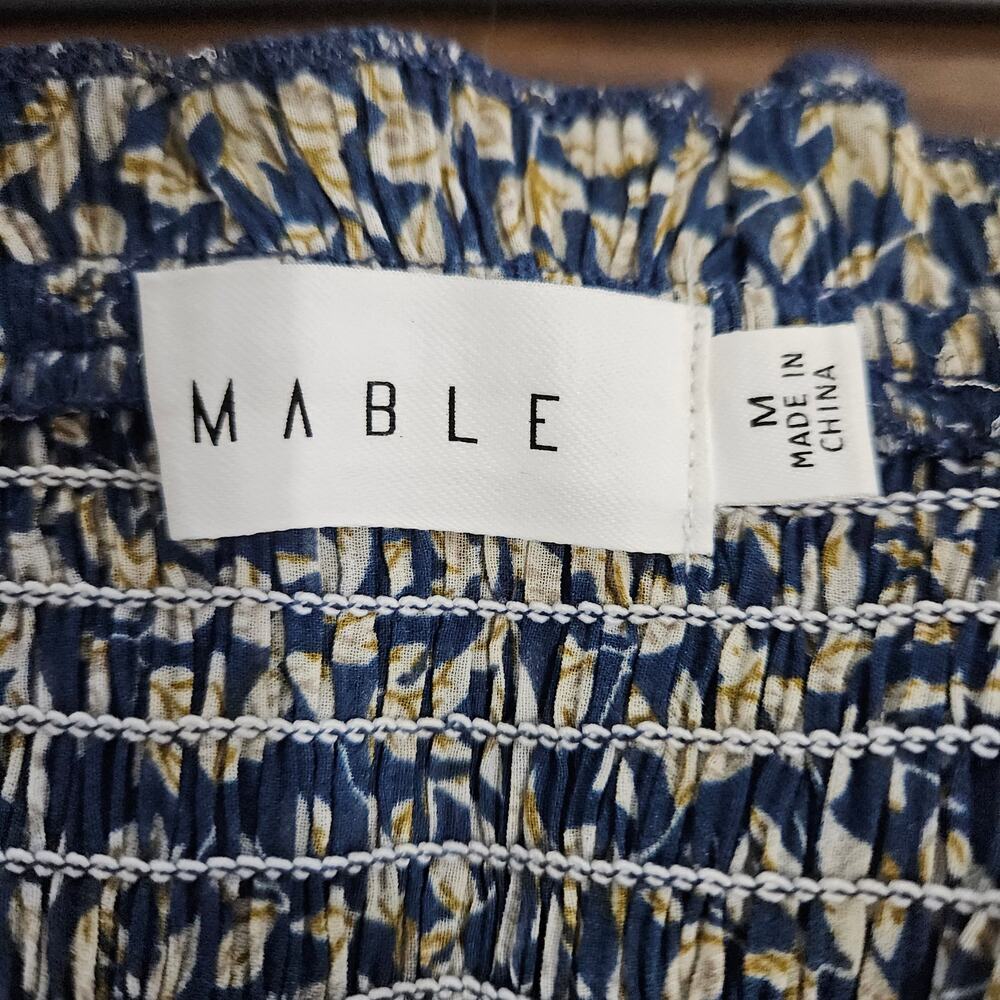 Mable Womens Smocked Long Ruffle Sleeveless Dress Blue Midi Size Medium - Picture 8 of 8